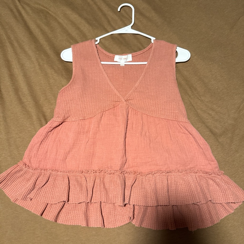 Pink Rose Women's Ruffled Tank Top in Soft Pink